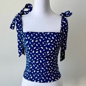 Blue Petal Tie-Strap Square Neck Top 💙